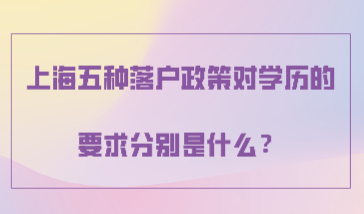 落户政策解读！上海五种落户政策对学历的要求分别是什么？
